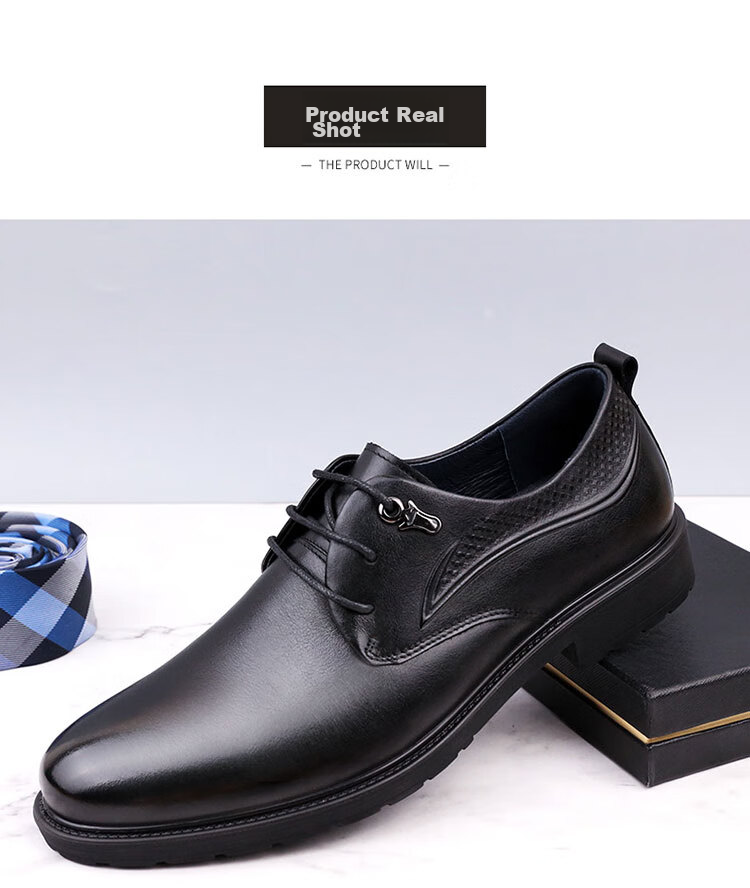 Qiangren Formal Shoes for Men, High-Quality Top-Grain Leather, Business Dress Shoes, Breathable Simple Derby Shoes, 73049 Lace-Up Style, Size 40 8