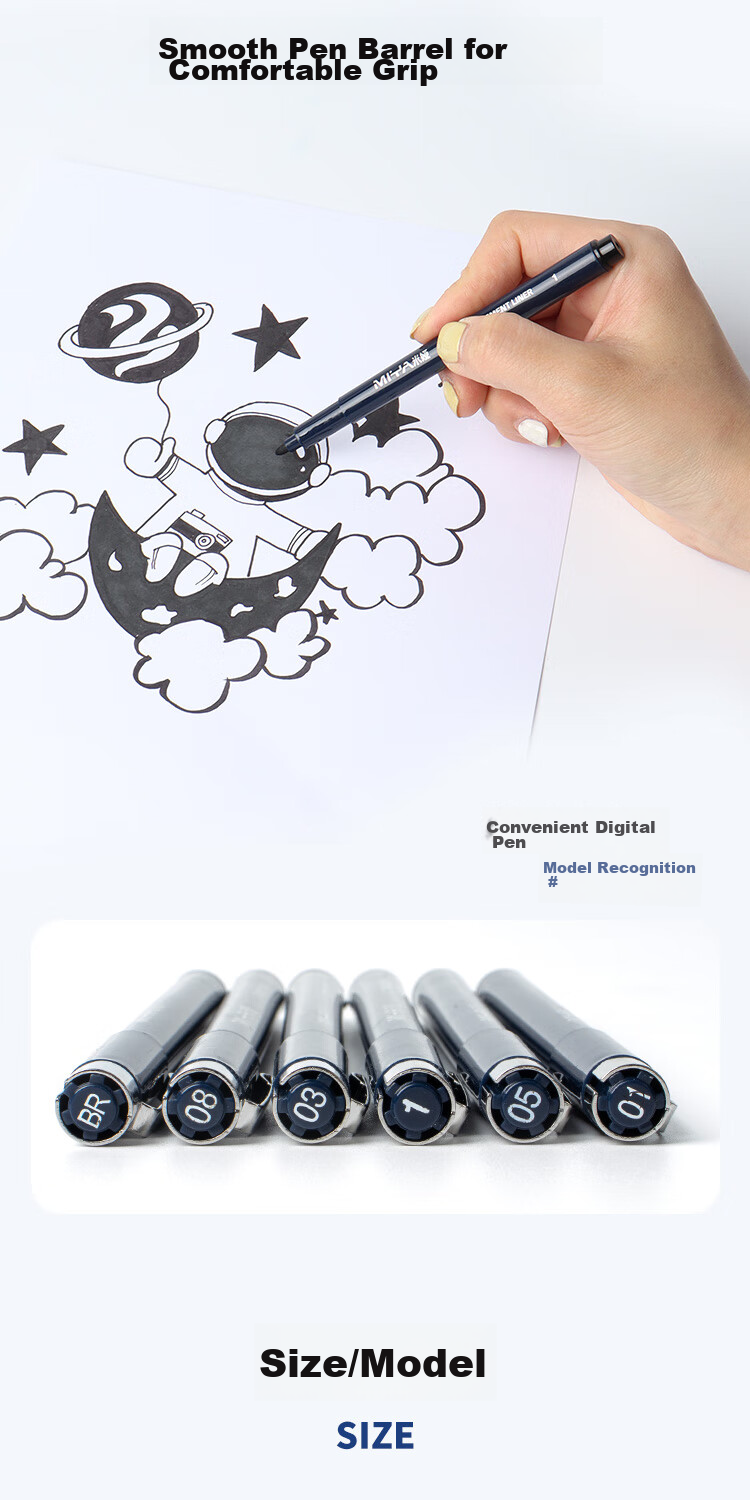 [Lowest Price Online] MIYA (MIYA) Line Drawing Needle Tip Pens, 6-Piece Mixed Set, Straight Liquid Small Regular Script Outlining Pens, Soft Pen Markers, Fine Line Drawing Pens for Art, Sketching, And Calligraphy 4