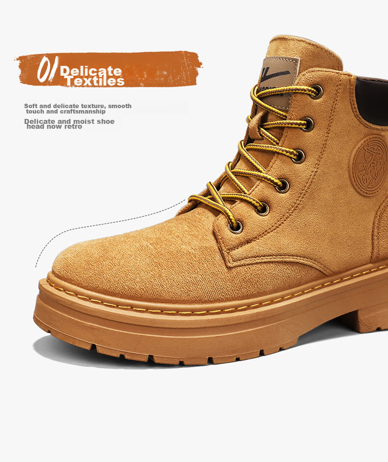 Huili Men's Shoes, Retro Martin Boots, New Style for Autumn And Winter 2025, Versatile Work Boots for Hiking, Khaki, Size 42 9