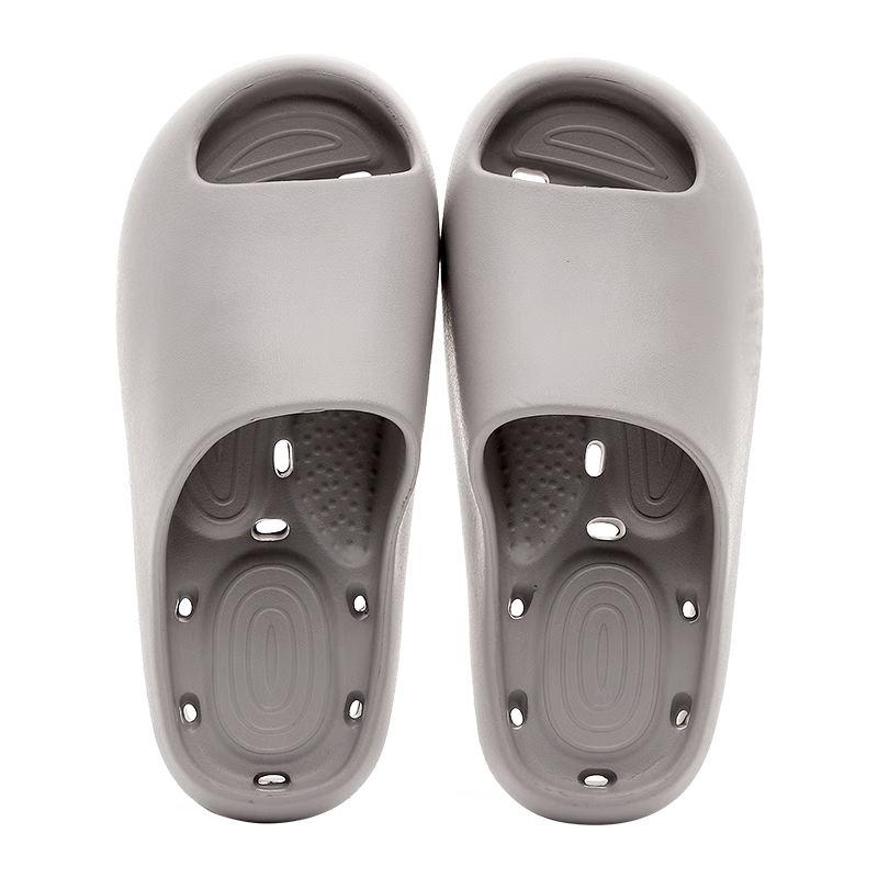 GUOLUOFEI Hollow Water-Draining Slippers Summer Bathroom Shower-Specific Indoor Non-Slip Home Cooling Slippers Gray 44-45