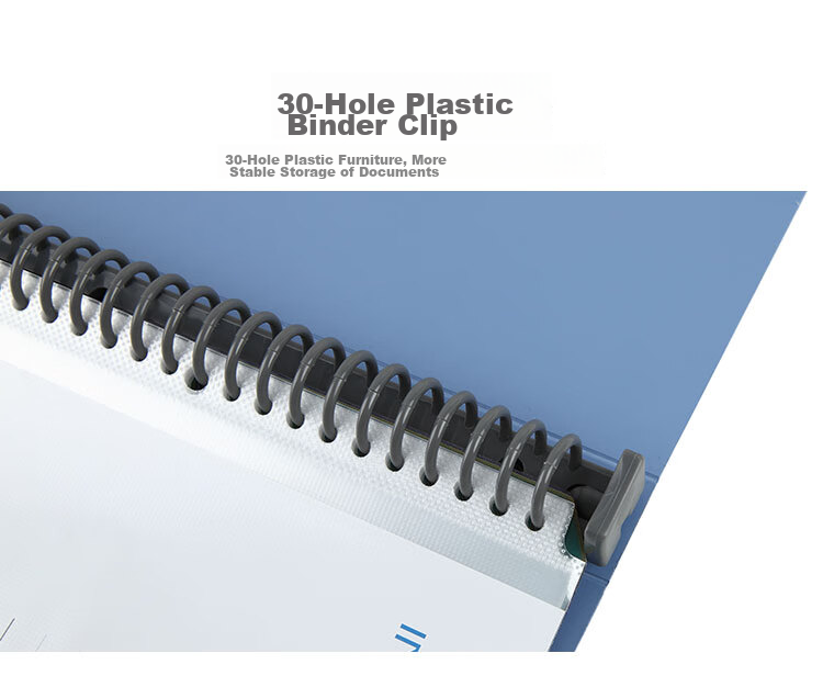 COMIX NF407A-S 40-Page A4 Loose-Leaf Binder/Document Folder, 30-Hole Plastic Binding, Blue 4