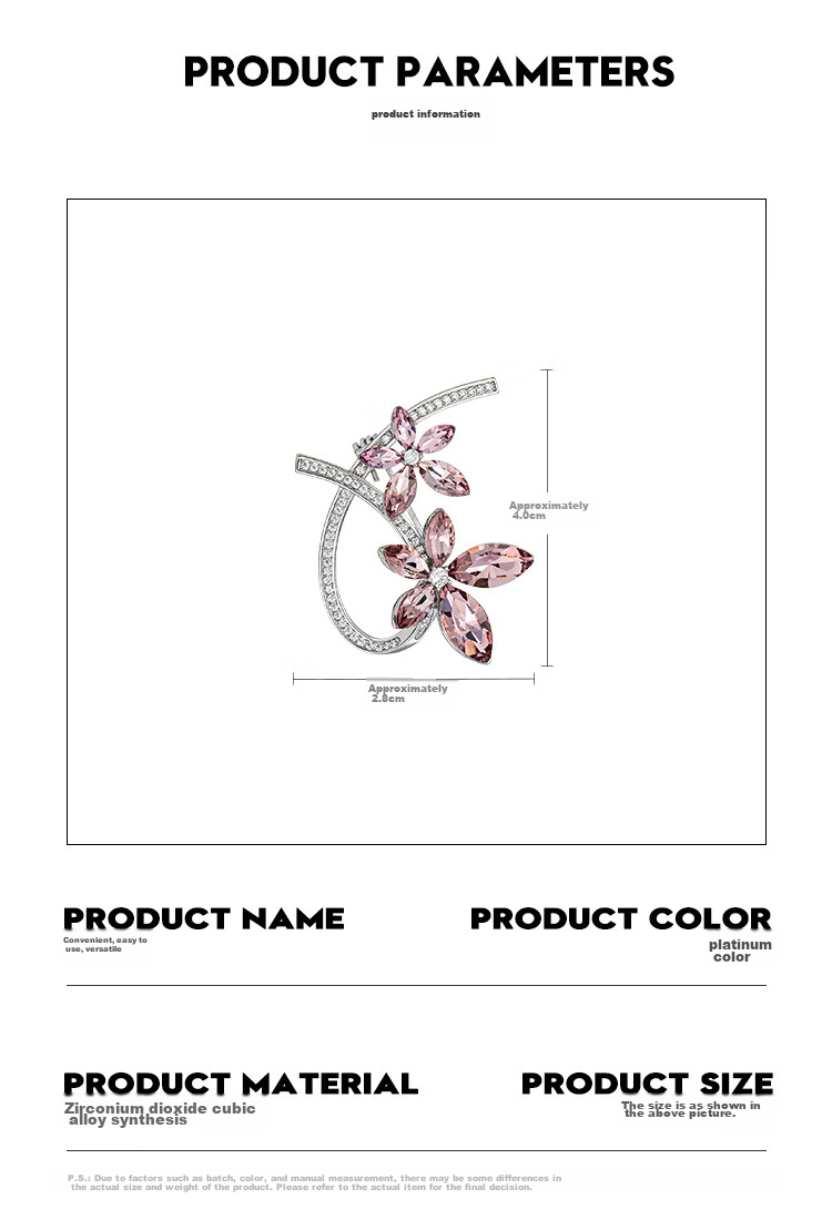 Qlady Floral Brooch High-End Women's Elegant Pin Fixed Clothes Scarf Knit Accessory Birthday Gift 5