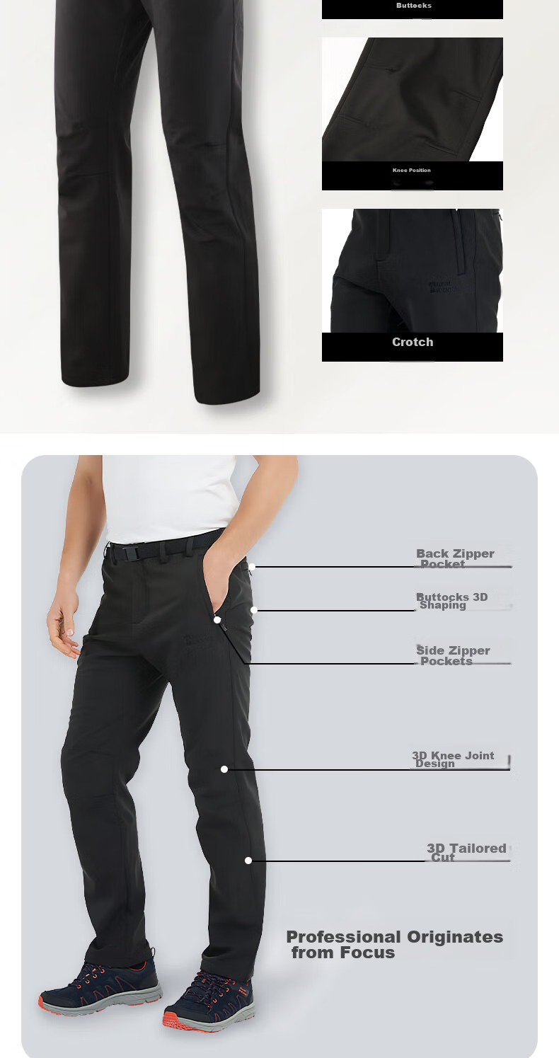 ALPINT MOUNTAIN Fleece-Lined Soft Shell Pants for Men And Women, Autumn And Winter Outdoor Cold-Resistant Hiking Trousers, Waterproof Fleece-Lined Tactical Pants for Winter 5