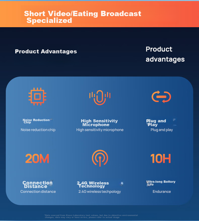 KOVOL [Ultra-Long Battery Life] Wireless Lavalier Microphone, Live Streaming And Recording, Outdoor Interviews, Short Video Karaoke, Portable Microphone with Two Mics, Compatible with Apple And Android 8