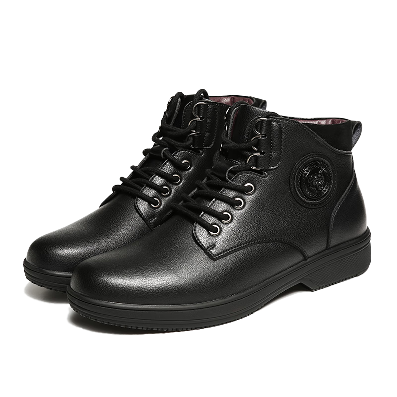 Chuwang Chef Shoes for Men, Non-Slip, Waterproof, Oil-Resistant, Black Mid-Top Kitchen Work Shoes, Stylish Martin Boots C5006, Black, Size 40