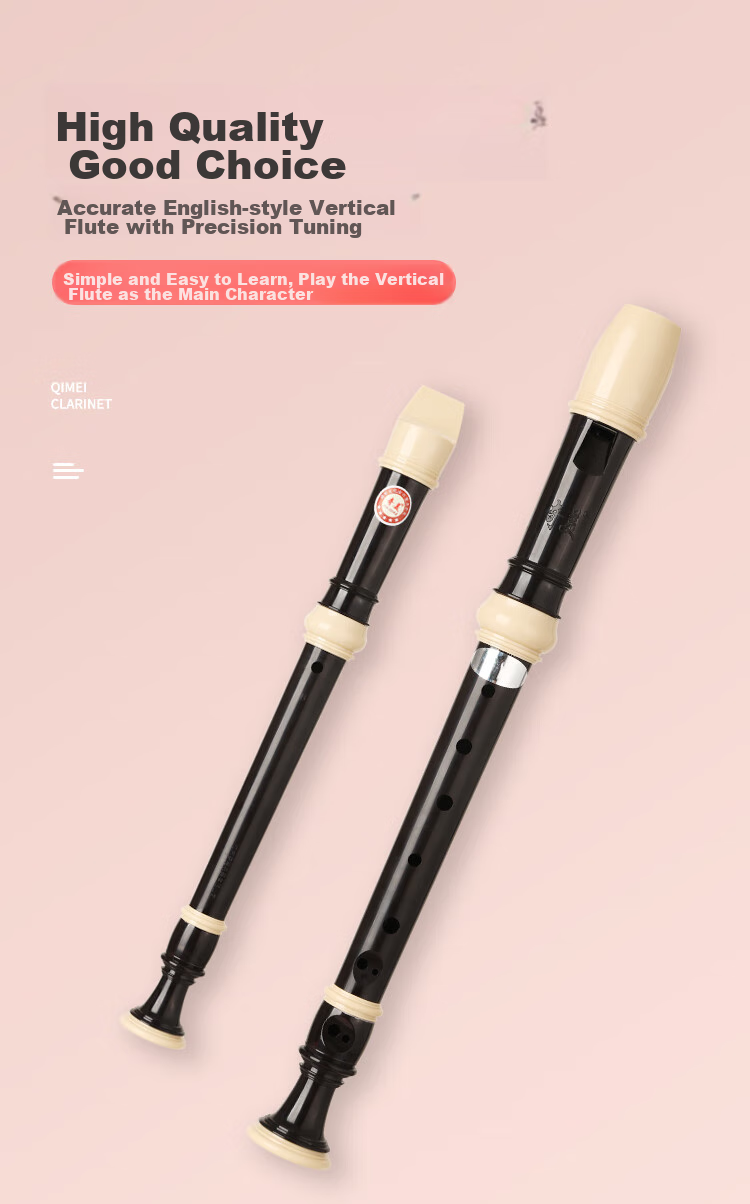 Qimei 8-Hole Classroom Instrument English-Style Bb Flute (With Canvas Case And Playing Instructions) 2