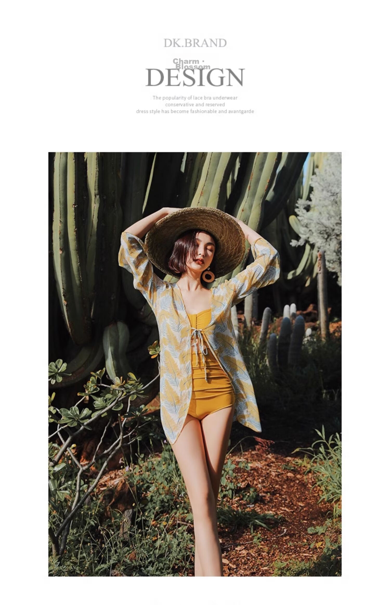DK One-Piece Swimsuit for Women, 2026 New Popular Style, High-End Feel for Beach And Hot Springs, Deep Yellow (With Cover-Up), L 10