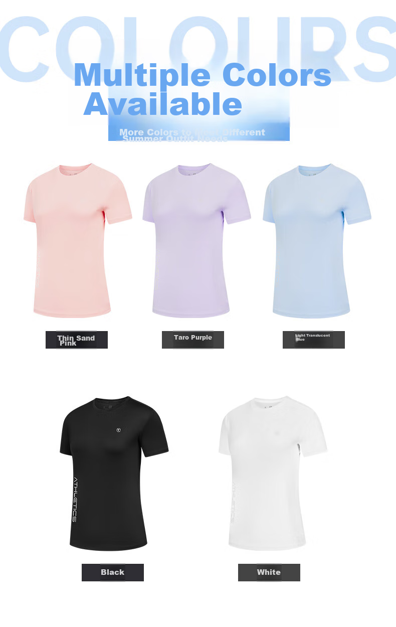 QIAODAN Women's Short-Sleeve T-Shirt, Summer Breathable Quick-Dry Round Neck Sports Running Tee Top for Wome 10