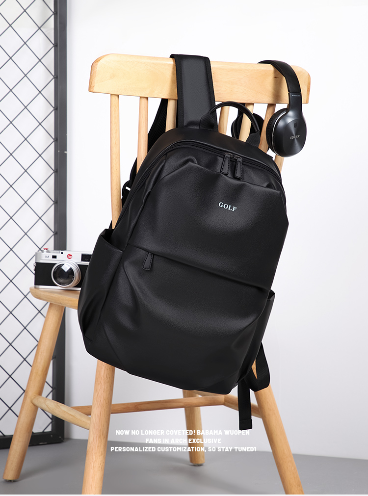 GOLF Backpack for Men, Large Capacity, Korean Style Student Schoolbag, 15-Inch Laptop Bag, Travel Bag, Black 1