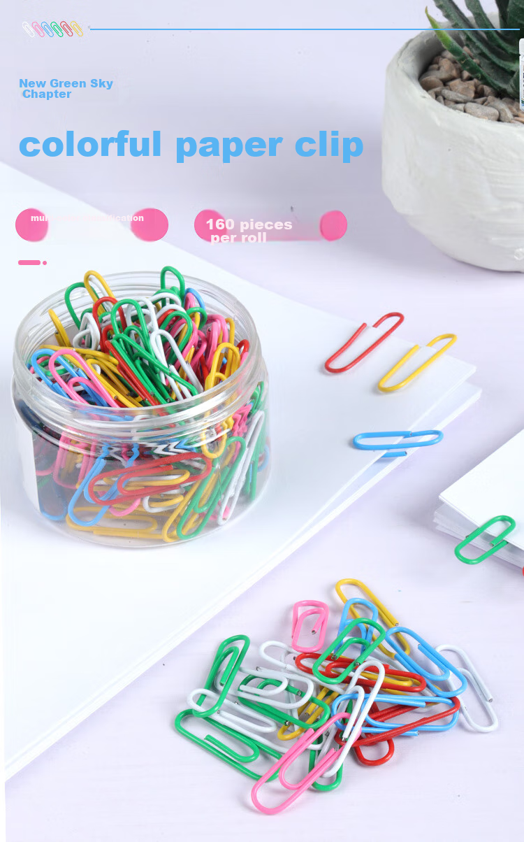 TANGO (TANGO) 3# Colorful Paper Clips, 160 Pieces/tube, Multi-Functional Binder Clips for Home Office And Financial Document Organization, Large Promotion Add-On Item, Exam Paper Sorting, Office Supplies 1