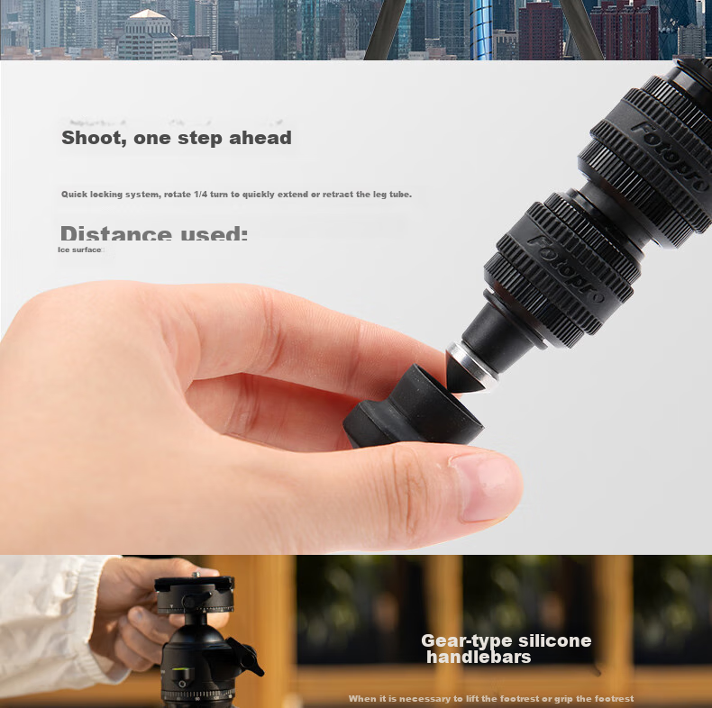Fotopro P-4+P 4H+P Low-Angle Shooting, Dual Panoramic Ball Head, Digital Camera Photography And Videography Carbon Fiber Tripod 13