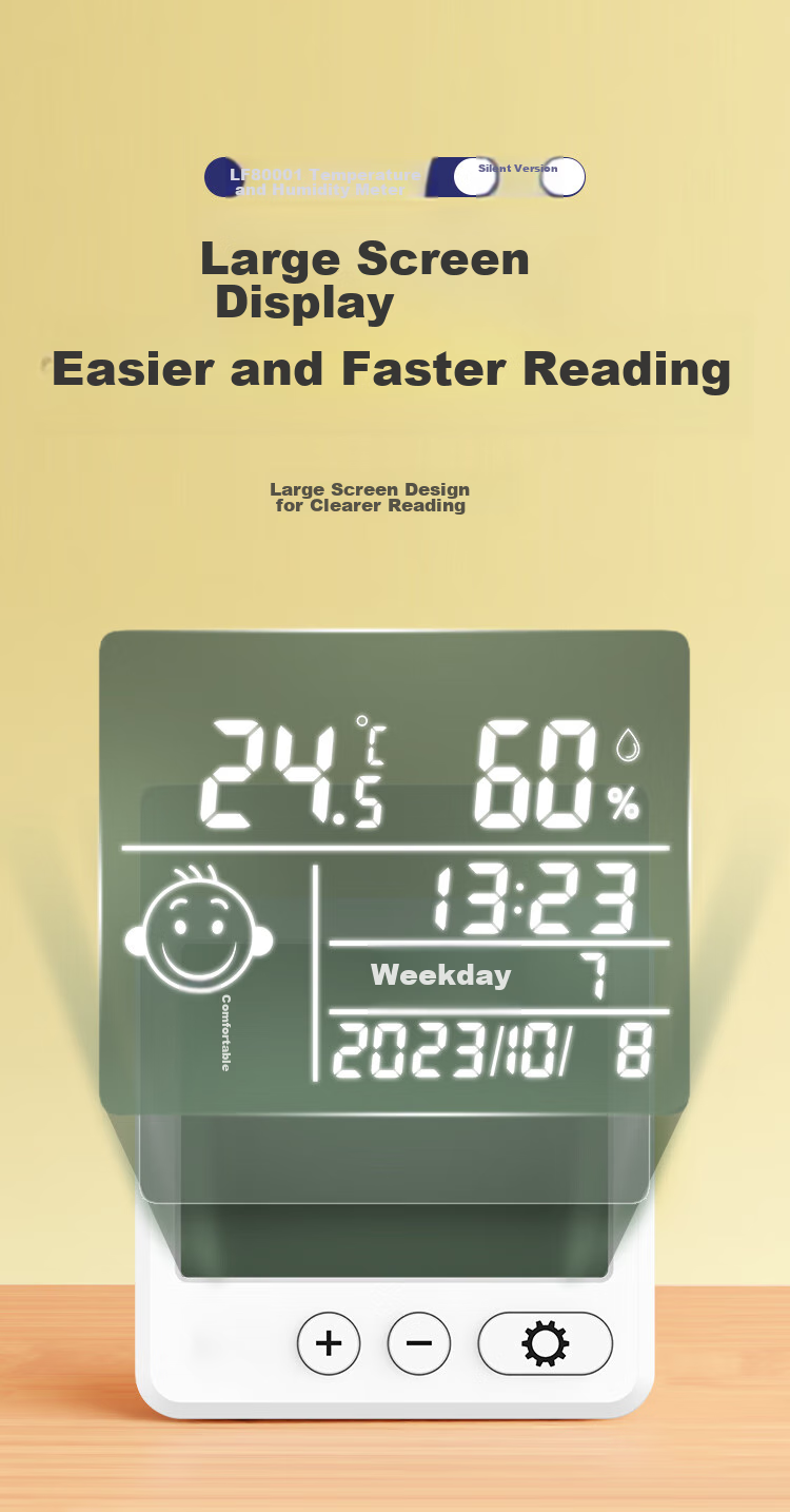 COMIX Electronic Thermometer Hygrometer Indoor Temperature And Humidity Meter Office Supplies Gift for Elderly Baby Room Indoor Temperature And Humidity Meter White Quiet Model LF80001 6