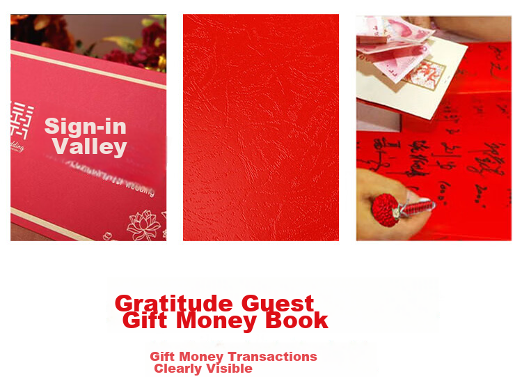 Oumai Guest Name Register, Business Meeting And Exhibition Sign-In Book, Annual Meeting Sign-In Notebook, Grand Opening Celebration Signature Book, Red Floral Satin Cover, 1 Book Set [With 1 Signature Pen] 4