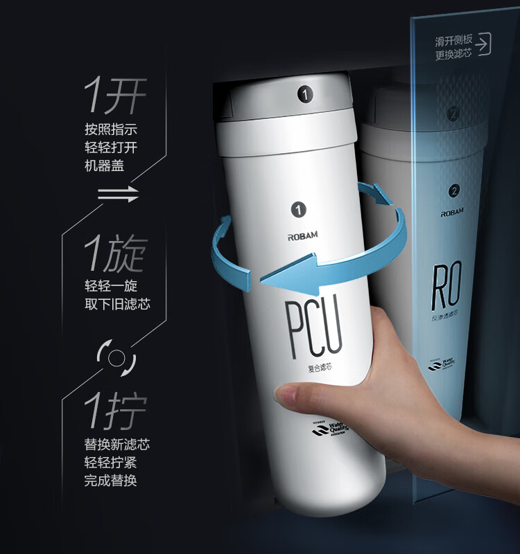 106007-老板(Robam)家用净水器 800G大通量 直饮RO反渗透 2L/min 厨下式双出水低废水净水机PRU800-JV352A-详情图