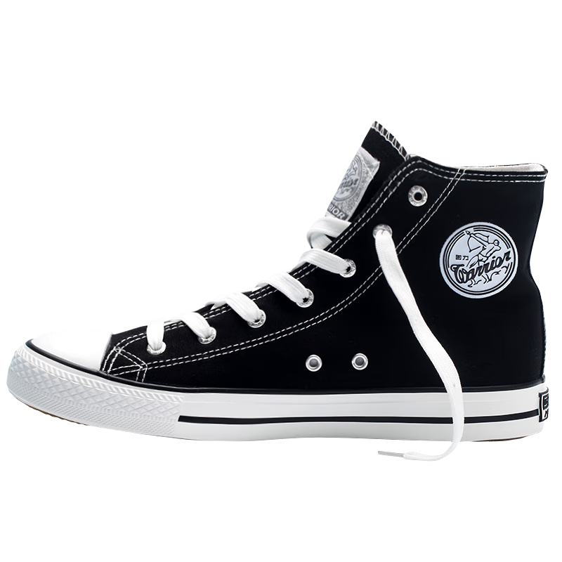 Warrior High-Top Canvas Shoes Unisex Spring Couple Student Casual Sports Sneakers Classic Black Size 43