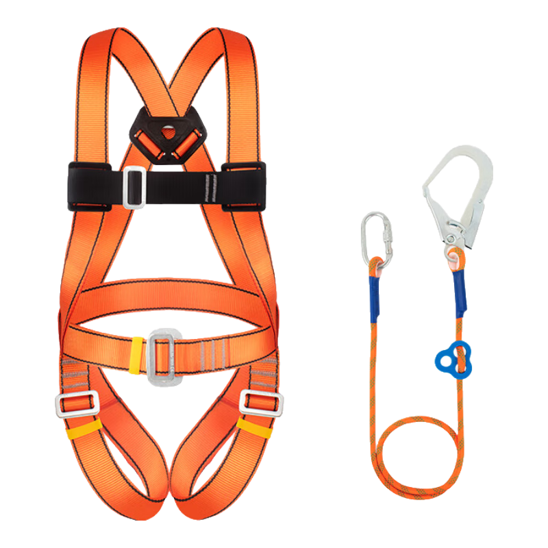 Timi Five-Point Safety Harness, High-Altitude Work Safety Rope, Full Body Safety Belt, Adjustable Single Large Hook, 3 Meters