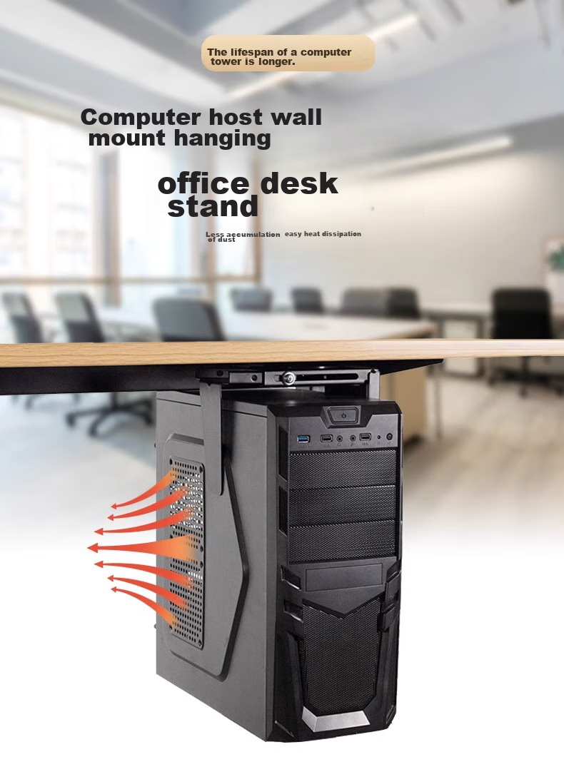 Zhiercheng Computer Tower Stand Adjustable Desk, Computer Case Hanging Bracket, Desktop Computer Chassis Support Rack, Adjustable Size And Rotating Angle, Easy Cable Management 1