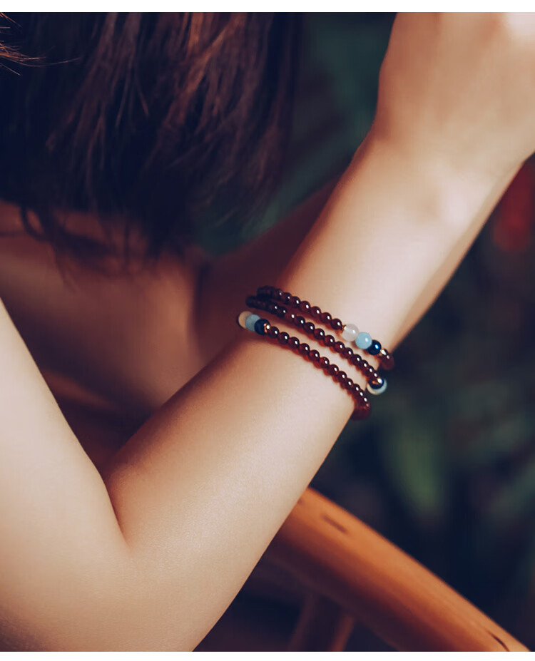 Fenghuangniepan Natural Garnet Bracelet for Women, 2026 New Multi-Layer Crystal Beaded Bracelet with Lucky Beads, Birthday Gift for Mom And Ladies 4