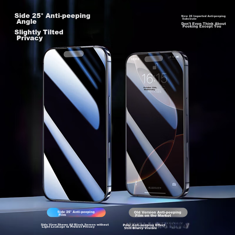 Защитное стекло LANGLING для Apple iPhone 16, антишпионское, 25°, закаленное, полное покрытие, против отпечатков пальцев, 2 шт.