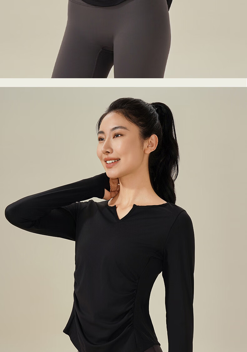 Ziyouxi Yoga Wear for Women, Spring And Autumn Quick-Dry Sports Fitness Top T-Shirt, Pilates Dance Training Long-Sleeve Cover-Up 17