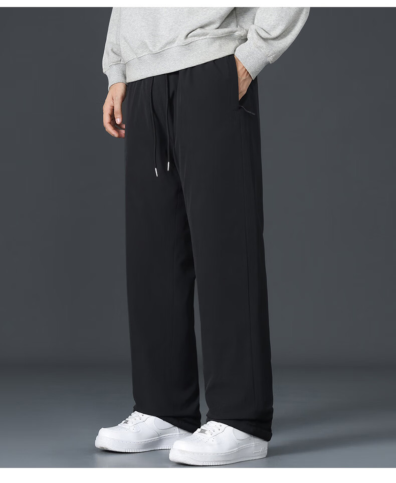 CLOR Lambswool Pants for Men, Autumn And Winter Fleece-Lined Thick Warm Casual Sports Straight-Leg Trousers CL45JR Black 4XL 14