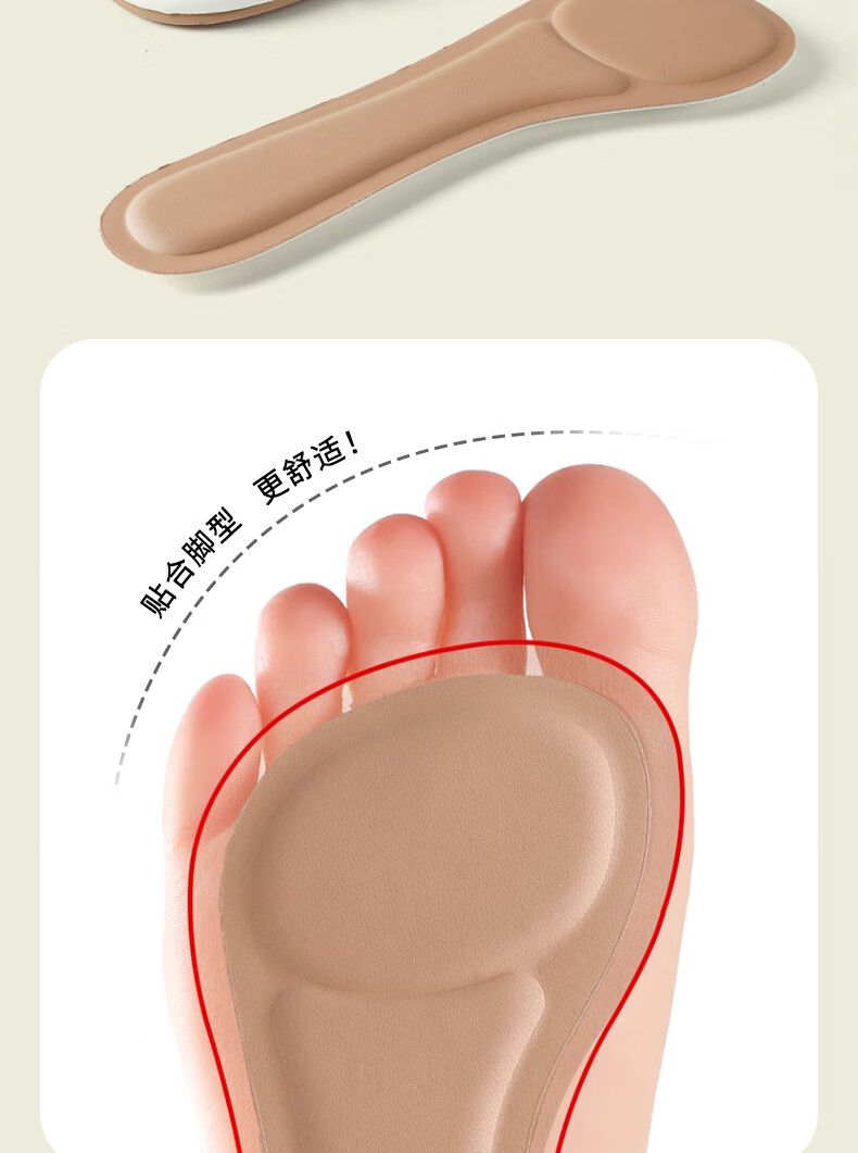 FOOTOPPO Summer Anti-Slip Sweat-Absorbing Self-Adhesive Soft Forefoot Insoles for Sandals, Seven-Point Insoles, High Heels, Long Standing 4
