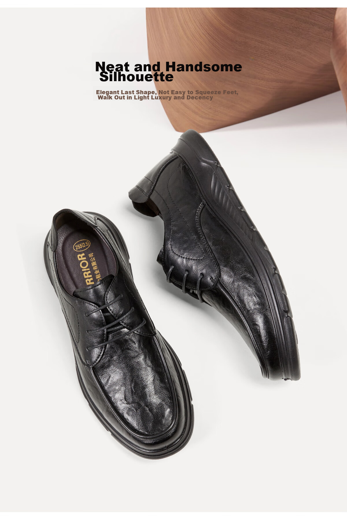 Huili Leather Shoes for Men, Spring And Summer Business Casual Formal Shoes, Comfortable Non-Slip Soft-Soled Work Shoes for Men, 1892 Black Size 44 8