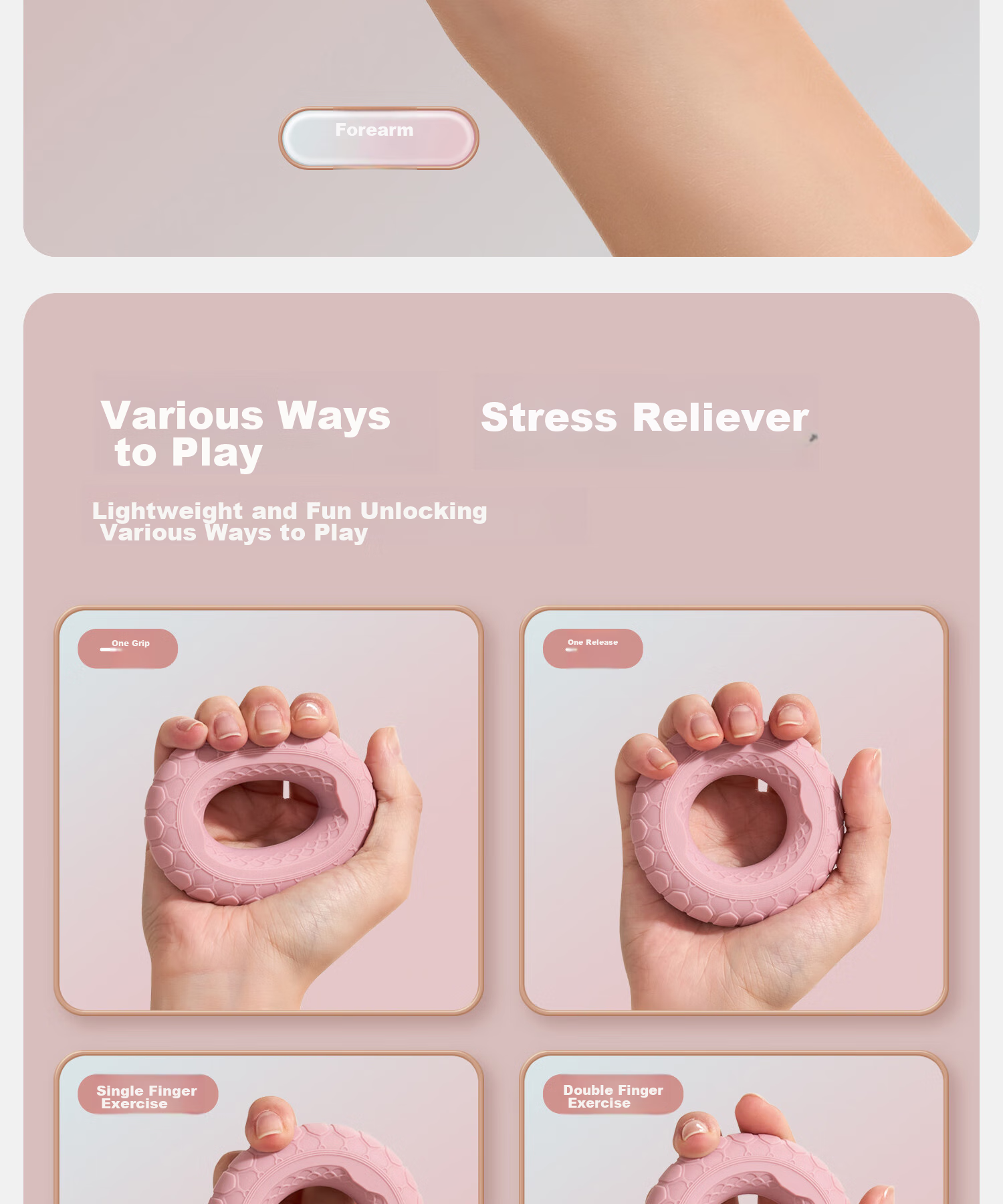 Yottoy Silicone Grip Ring, 60 Pounds Finger Rehabilitation Training Hand Strength Exercise Grip Strengthener for Men And Women, Forearm Exercise 6