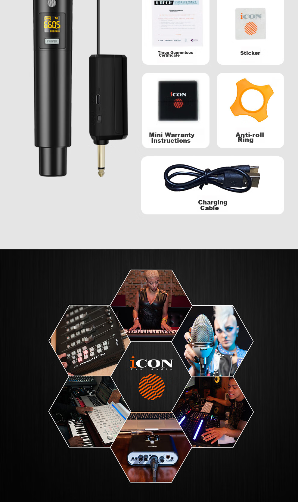 Aiken ICON Wireless Dynamic Microphone WM2.1, One-To, Rechargeable, for Streamers, Outdoor Singing, Meetings, KTV, Shouting, Noise Reduction, Live Streaming Equipment 10
