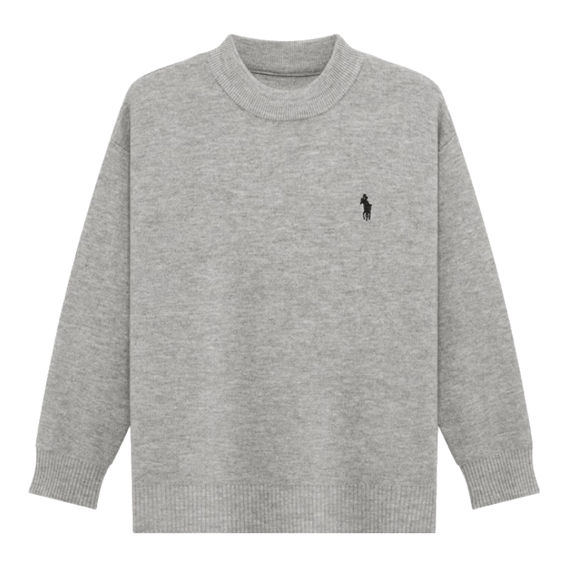 Zuoxi Boys' Sweater, Solid Color Children's Warm Winter Clothing, 2025 New Style for Older Boys, Autumn And Winter Knitwear, Gray, Size 120