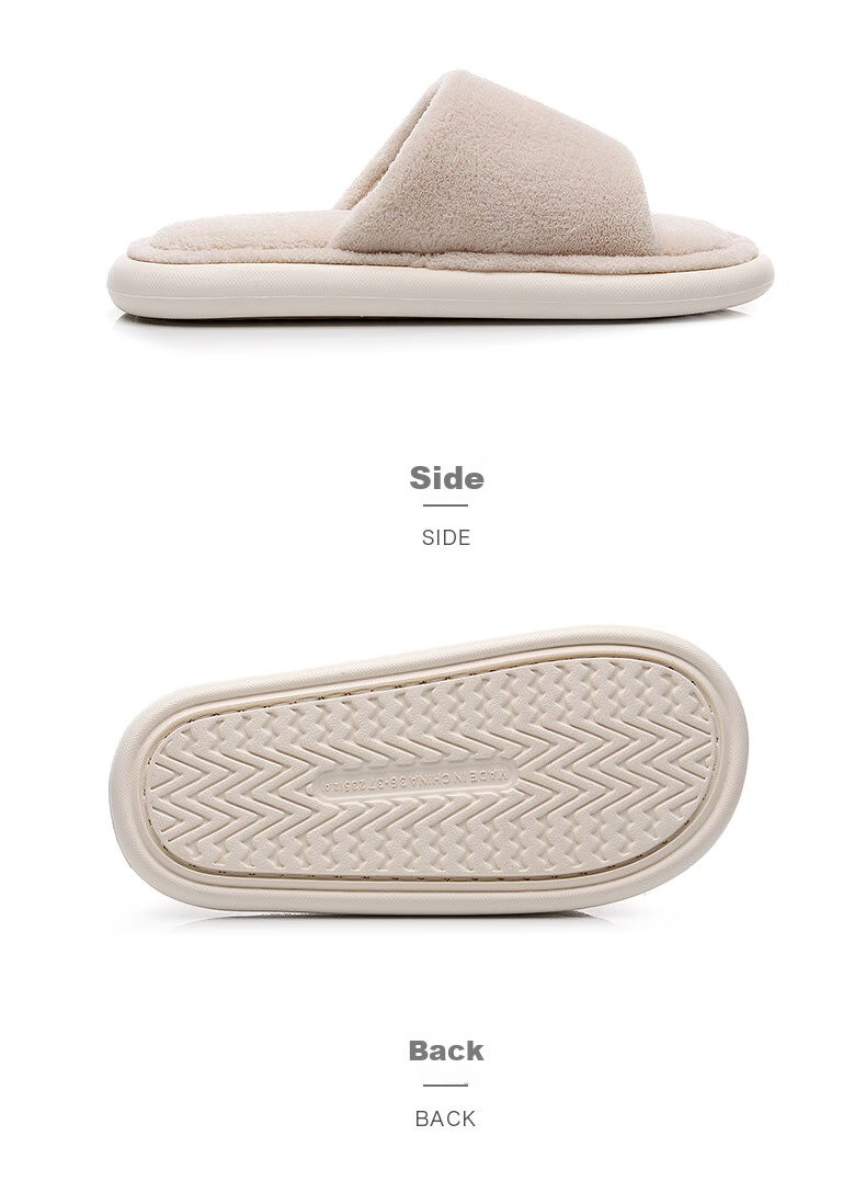 GUOLUOFEI Japanese-Style Wooden Floor Opening Cotton Slippers for Women And Men, Soft Sole Spring Autumn Home Use All Seasons Couple's Slippers Beige 40-41 12