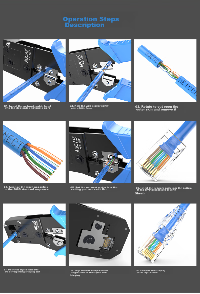 AUCAS CAT6 Ethernet Cable RJ45 Connectors, Gigabit Network Connectors for Engineering Monitoring And Broadband Computer Networks, 100 Pieces/Can ACRJ65UP 15