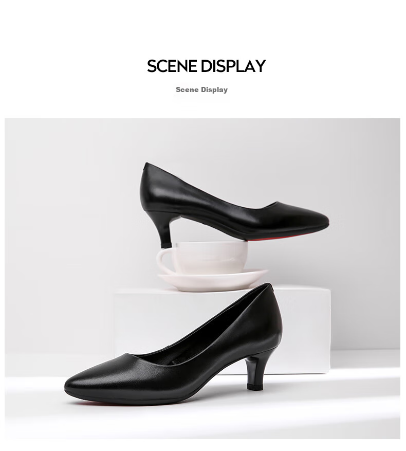 RED DRAGONFLY Official Exam Interview Commuter Leather Shoes, Shallow Mouth Thin Heel Pumps for Women, Formal Pointed High Heels WDB9247, Black, Size 38 2