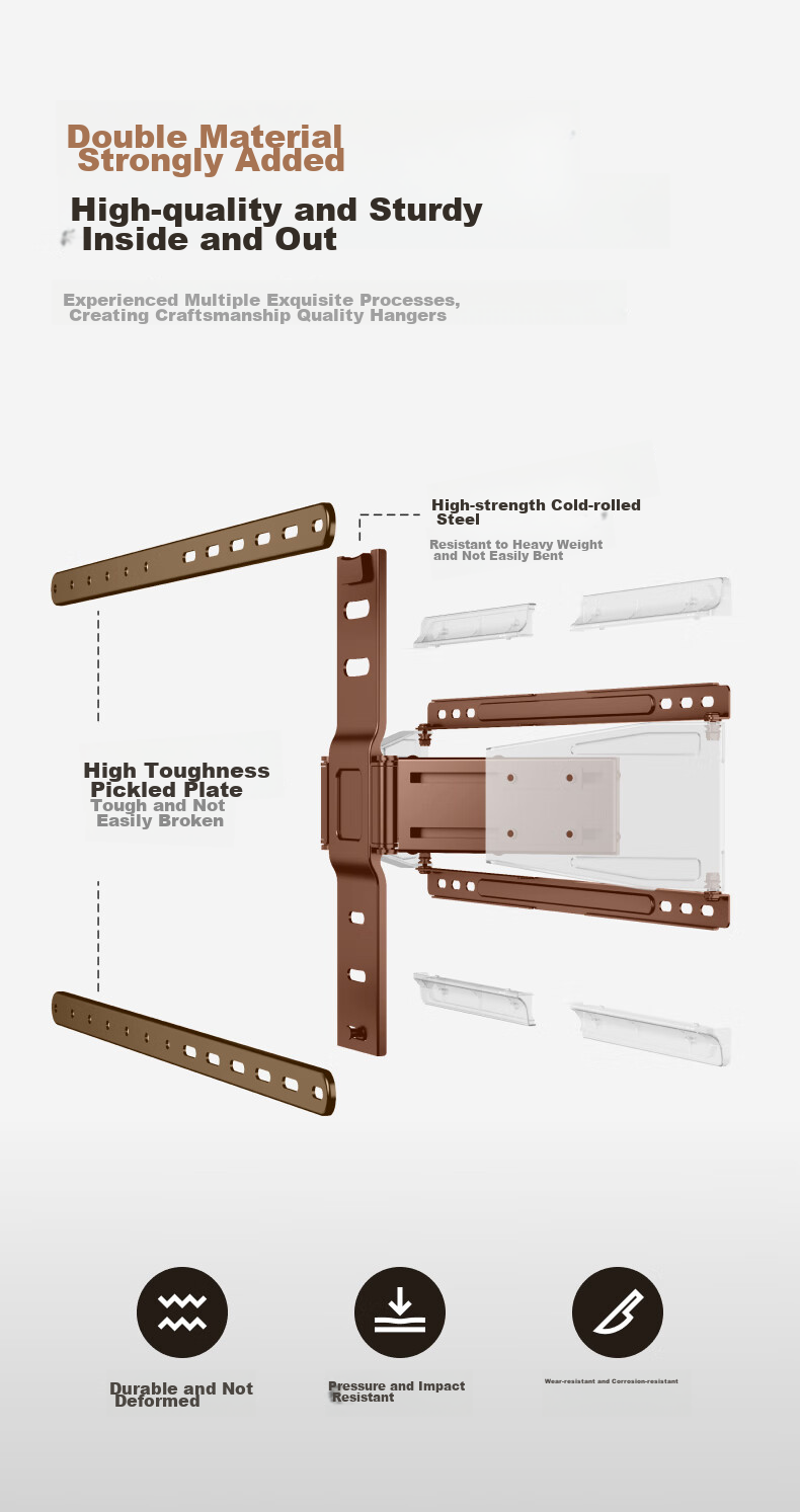 Brateck (43-85 Inch) Ultra-Thin TV Wall Mount, 65-Inch TV Bracket, 75-Inch TV Mount, Rotating And Extendable Wall Mount, TV Stand X58 8