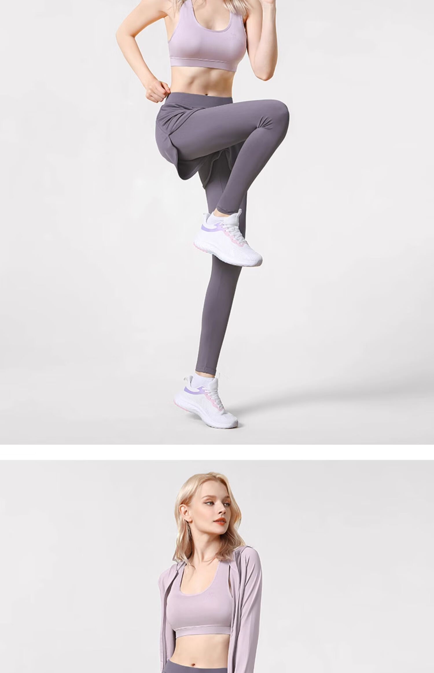 CAMEL Yoga Outfit for Women, Long-Sleeve Autumn And Winter Sportswear, Morning Running Clothes YK22255493, Sky Blue/navy Blue 16