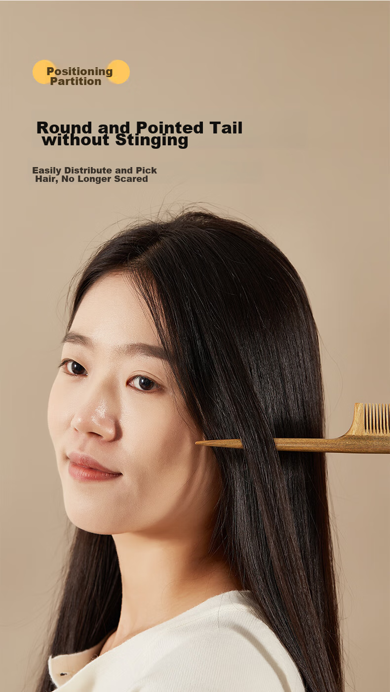 Chuxin Natural Sheep Horn Comb, Pointed Tail Comb with Fine Teeth, Dense Comb for Parting Hair, Braiding, Children, Girls, Women, Specialized Comb for Ladies, Baby Comb 2