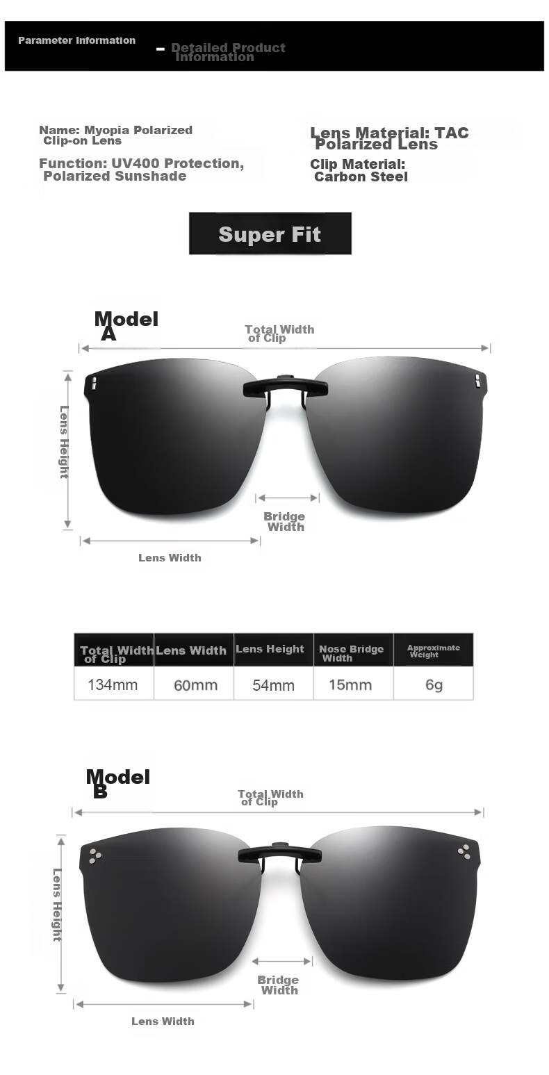 LESCA LUNETIER Polarized Clip-On Sunglasses for Men And Women, Adjustable Prescription Sunglasses Clip-On for Driving And Fishing 14