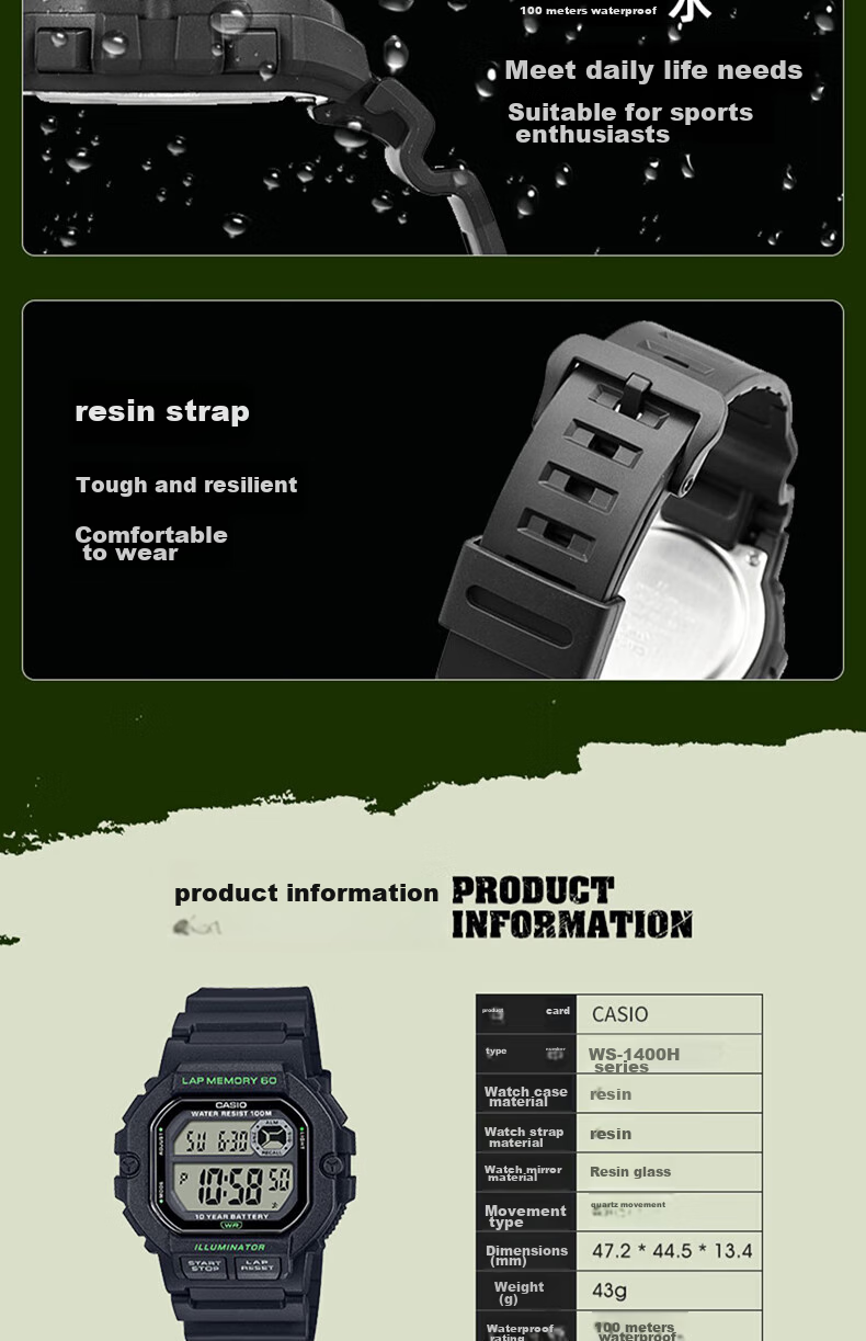 CASIO Watch for Men, Small Square Multifunctional Student Watch for Men And Women, Sports Pedometer Waterproof Digital Watch LWS-2200H 4