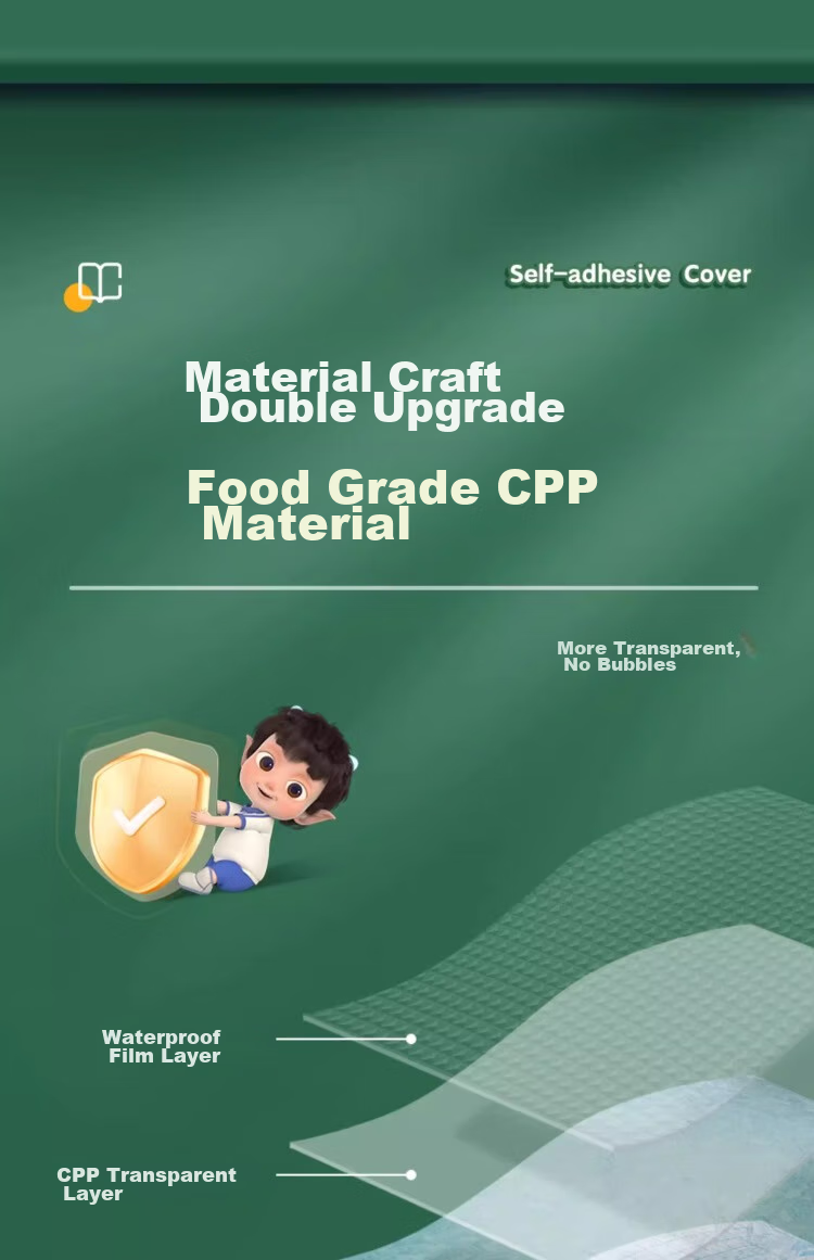 Liupintang Self-Adhesive Transparent Thick Book Cover, Book Jacket, Book Film, 16K Book A4 Textbook Protective Cover, Elementary School Student Book Shell, Transparent Book Cover Paper 16