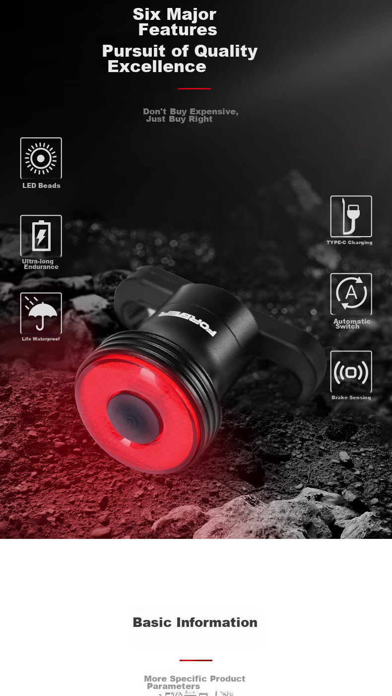 FOREVER Bicycle Front Light, Night Riding High Beam Flashlight, Rechargeable with 800 Lumens, 4 Light Modes, 2400mAh Battery 16