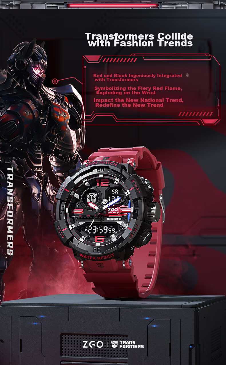 ZGO Birthday Gift Electronic Watch for Men, Students, Middle And High School Teenagers, Multifunctional Sports Watch 8981 Red 1