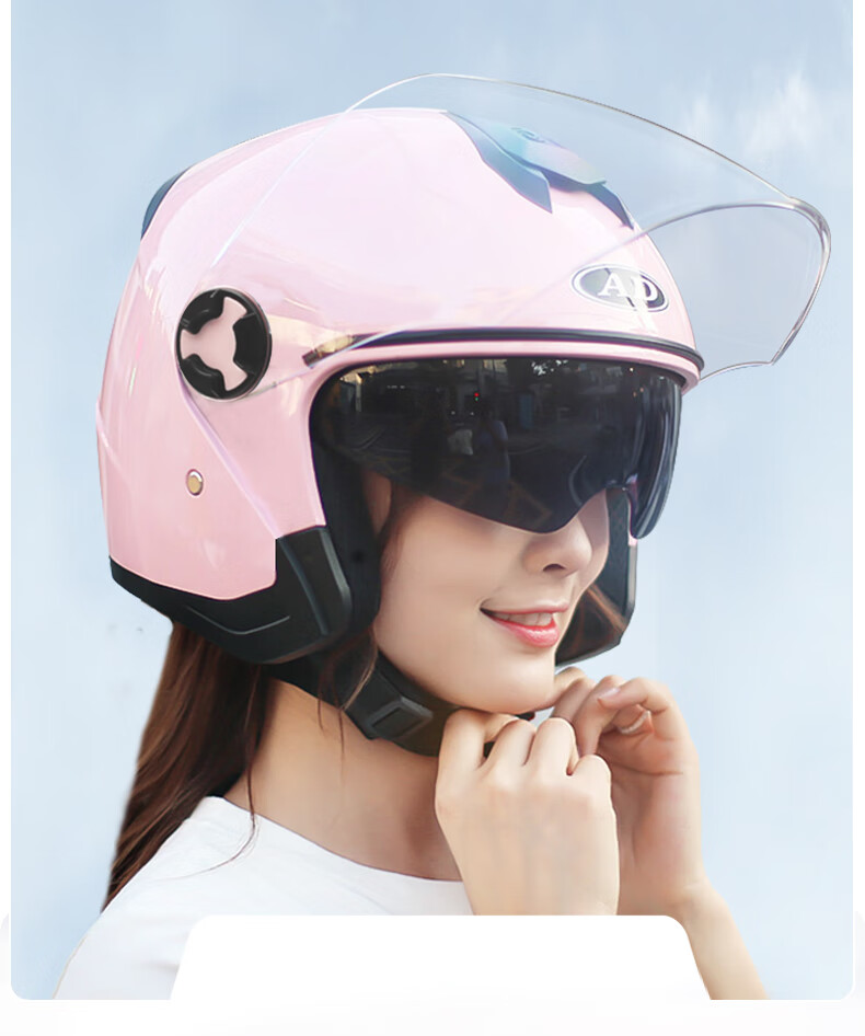 AD New National Standard 3C Certified Electric Vehicle Helmet for Men And Women, All-Season Universal, Electric Scooter Safety Helmet, Men's Summer Sun Protection Breathable Lightweight Riding Double Visor Half Helmet 886 Matte Black 10