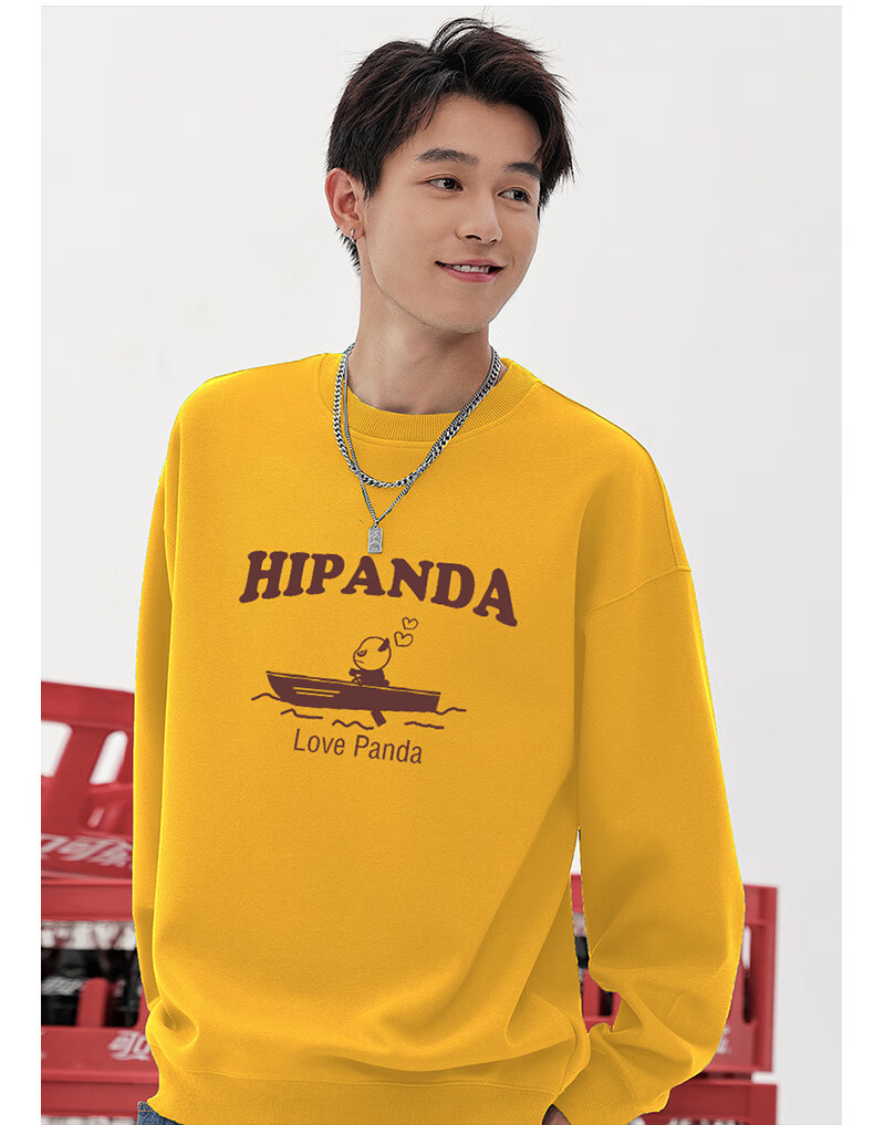 HIPANDA Men's Sweatshirt, Trendy Design with Cool Style, Niche Spring And Summer Round Neck Top with Letter Print, Light Bean Green, Size M 6