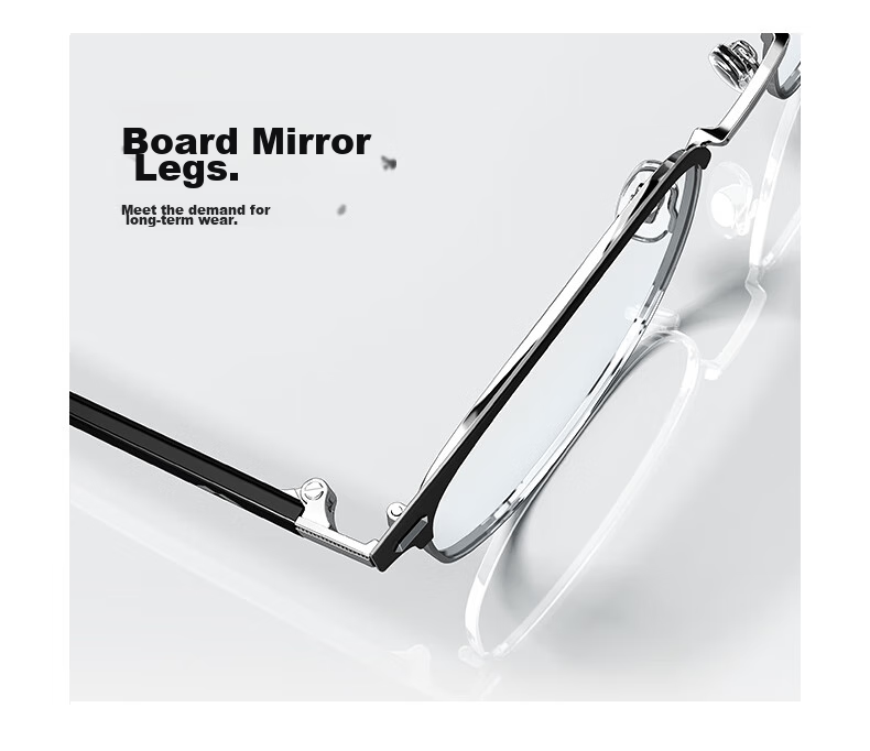 MOLSSION Eyeglass Frames, Browline Glasses MA6016, B16 Silver Upper Brow Transparent Gray 5