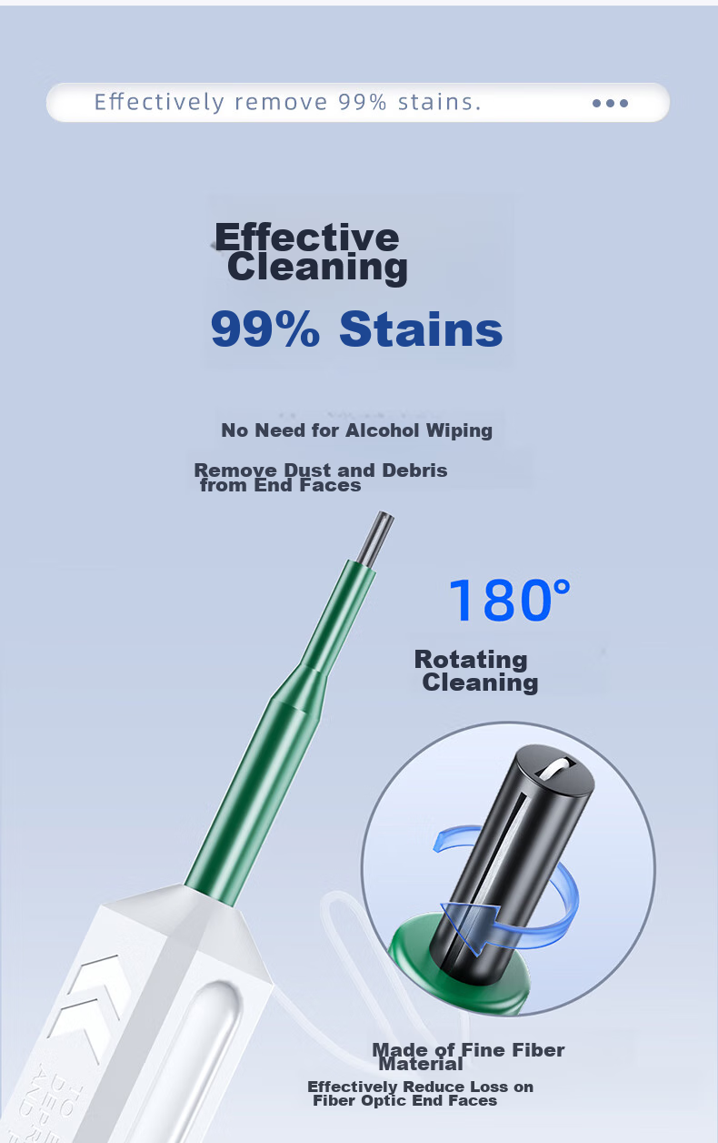 EB-LINK Fiber Optic Cleaning Pen, End Face Cleaning, 1.25mm Push-In Flange Adapter, Optical Module Fiber Optic Cleaner, Suitable for LC/MU Interface 3