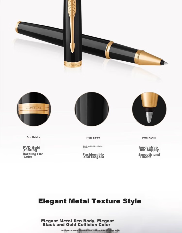 Parker Signature Pen, Stylish Business Office Gift, High-Quality IM Pure Black Liya Gold Clip Ballpoint Pen + Flowing Light Gift Box, National Day Gift for Men And Women, Baotiao Discount 5