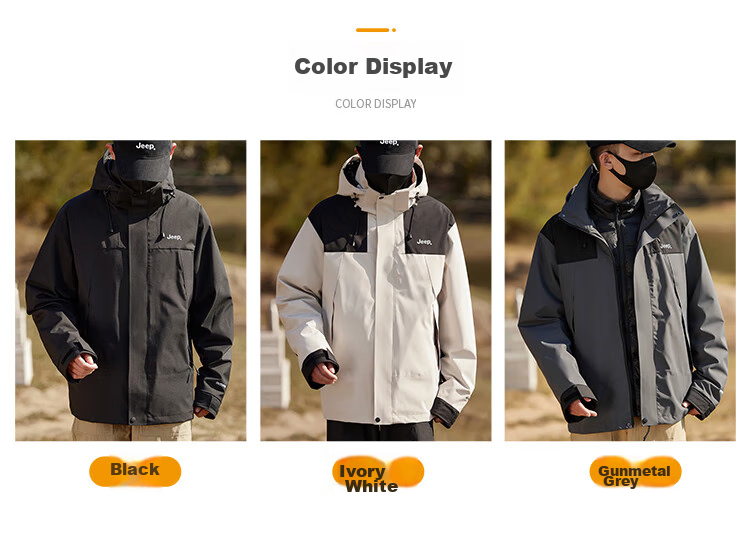 JEEP Unisex Couple Winter 3-in-1 Down Jacket Black L 13
