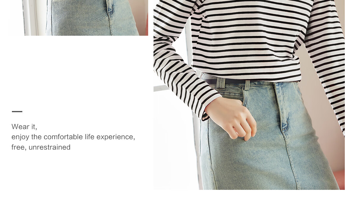 Halo Queen Long-Sleeve T-Shirt for Women, Spring And Autumn Round Neck, Heart Embroidery Striped Base Shirt, Casual Fashion Top, New Product H143T2005 58