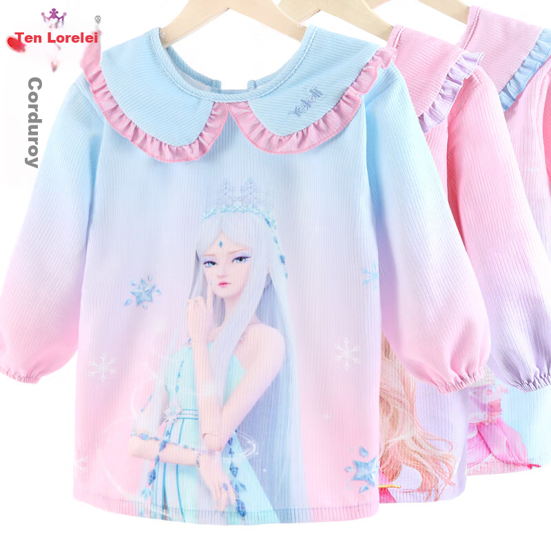 Duomiaowu Children's Smock Painting Apron, Autumn And Winter Waterproof Baby Reverse Dress, Girls' Bib, 23Y001 Ice Princess M Size