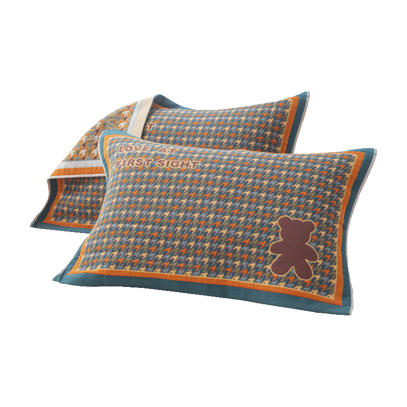 Wuyinliangpin Cotton Pillowcase, Three-Layer Gauze Pillow Cover, 52*78cm/pair